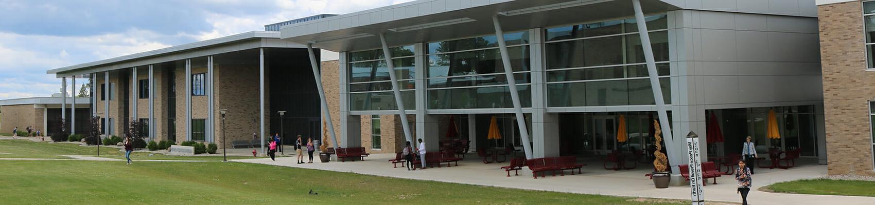 Central campus quad area with students